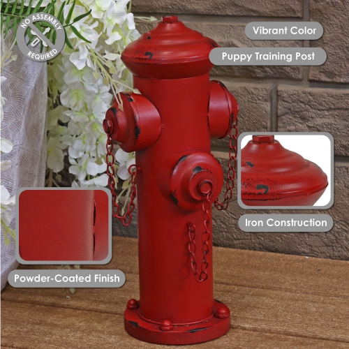 Sunnydaze Fire Hydrant Metal Outdoor Statue - 14 in