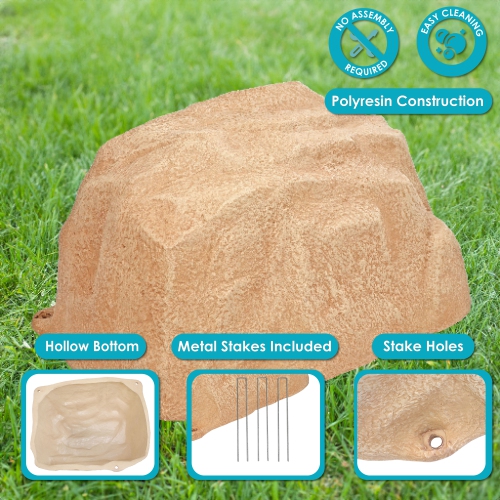 Sunnydaze Low-Profile Artificial Landscape Rock with Stakes - Sand
