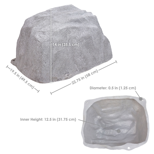 Sunnydaze Low-Profile Artificial Landscape Rock with Stakes - Gray