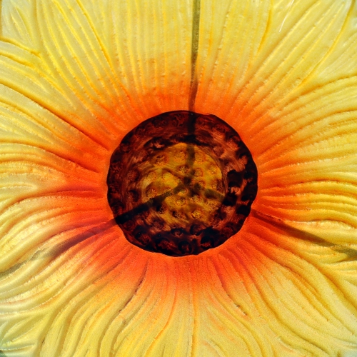 Sunnydaze Deck-Mounted Glass Bird Bath with Stake - Blooming Sunflower