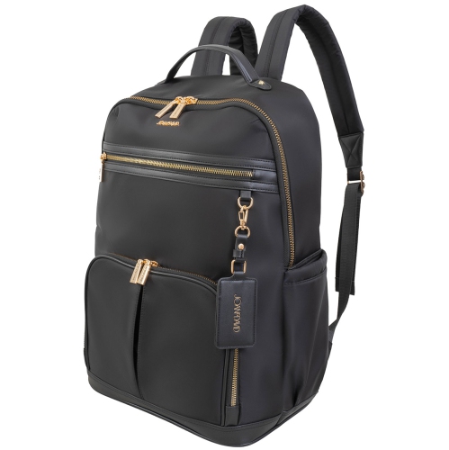 JOAN & DAVID  18 Inch Twill Nylon Workbook Backpack With Multiple Zippered Pockets