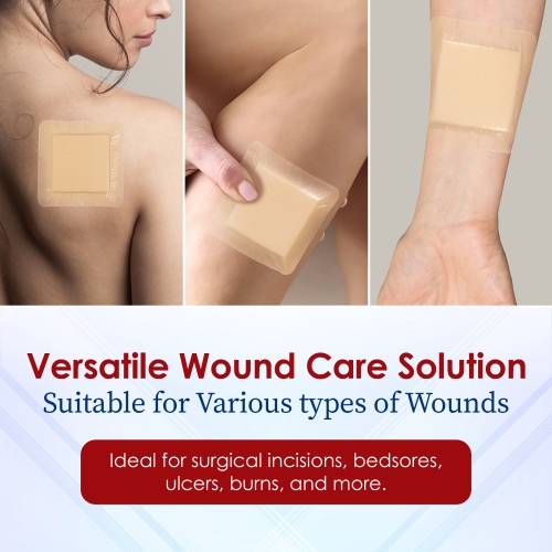 MEDca Silicone Foam Dressing w/Adhesive Border 4"x4" Waterproof Silicone Bandages for Wounds, Highly-Absorbent Wound Dressing Bandage Care for Bed