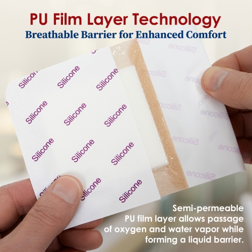 MEDca Silicone Foam Dressing w/Adhesive Border 4"x4" Waterproof Silicone Bandages for Wounds, Highly-Absorbent Wound Dressing Bandage Care for Bed