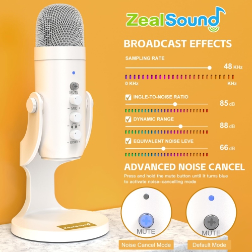 USB Microphone,Condenser Computer PC Mic Gaming Microphones for PS 4&5.Headphone Output&Volume Control,Mic Gain Control,Mute Button for Vocal,YouTube