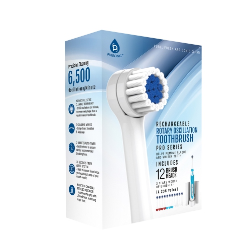 Pursonic Rechargeable Rotary Oscillation Toothbrush Pro Series - White