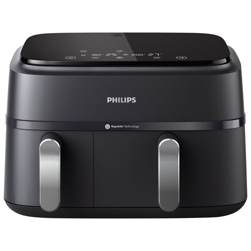 Friteuse à air chaud à deux paniers de série 3000 de Philips - 9 pte - Noir