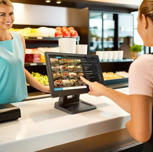 Angel Canada 15.6 Inch 1920 x 1080 FHD IPS Touchscreen POS Monitor Metal Housing, 10 Points Touch HDMI VGA, Waterproof Dustproof Screen 1080P,