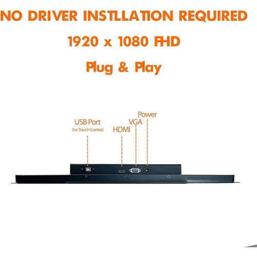Angel Canada 15.6 Inch 1920 x 1080 FHD IPS Touchscreen POS Monitor Metal Housing, 10 Points Touch HDMI VGA, Waterproof Dustproof Screen 1080P,