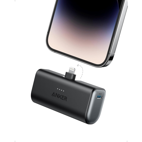 Chargeur portatif d'Anker avec connecteur Lightning intégré, chargeur portatif 12&nbsp;W certifié MFi par 5.000&nbsp;mAh, compatible avec iPhone 14/1