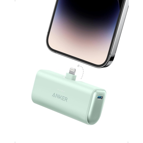 Chargeur portatif d'Anker avec connecteur Lightning intégré, chargeur portatif 12&nbsp;W certifié MFi par 5.000&nbsp;mAh, compatible avec iPhone 14/1