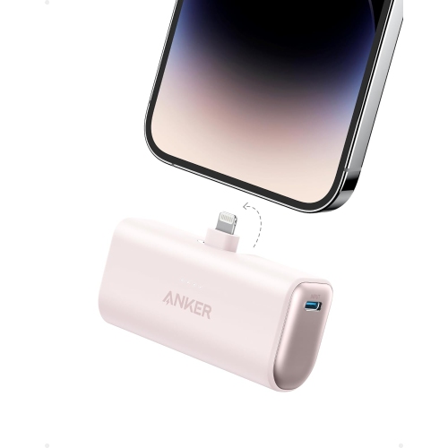 Chargeur portatif d'Anker avec connecteur Lightning intégré, chargeur portatif 12&nbsp;W certifié MFi par 5.000&nbsp;mAh, compatible avec iPhone 14/1