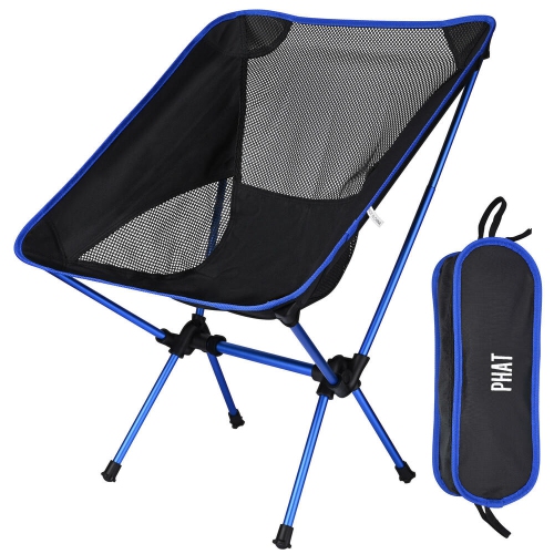 PHAT  Lightweight Portable Camping Chair, Folding Moon Chair Backpacking Chairs In A Bag for Outdoor Picnic Hiking- In Blue