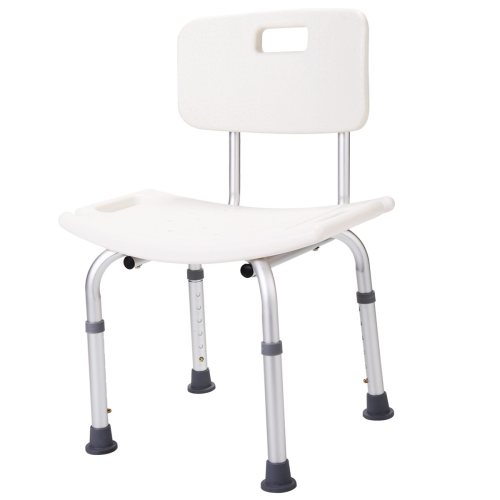 HOXPETY  Portable Bath And Shower Safety Seat Stool Bench Chair With Adjustable Aluminum Legs, Portable Backrest, Nonslip, for Elders, Kids And Silver