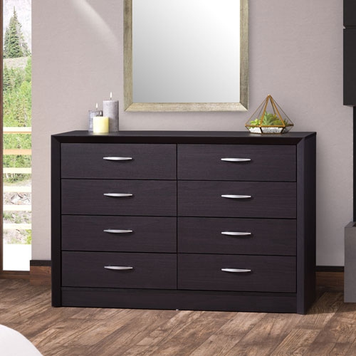 CORLIVING  Newport Modern 8-Drawer Dresser - Oak In Black