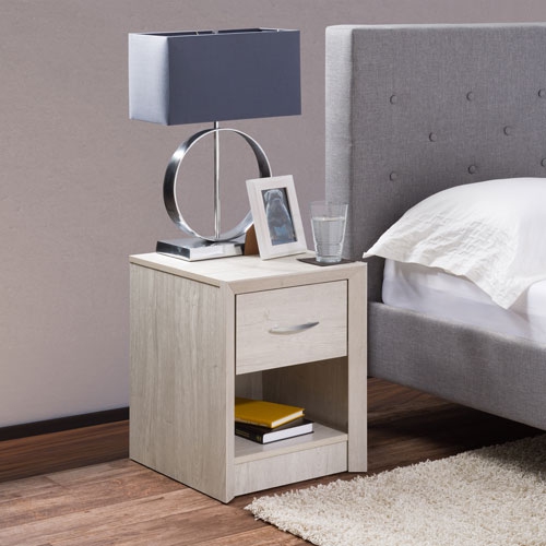 Newport Modern 1-Drawer Nightstand - White Washed Oak