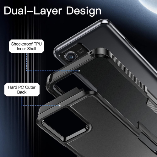 [CS] Dual Layers Heavy Duty Rubber Armor Hard Case Cover for Motorola Moto G Power 2024, Black