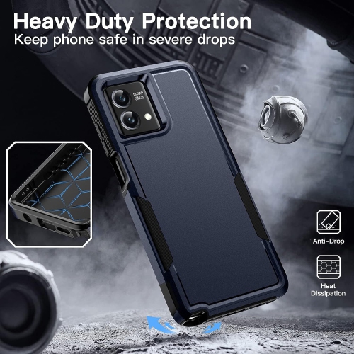 [CS] Dual Layers Heavy Duty Rubber Armor Hard Case Cover for Motorola Moto G Power 2024, Navy