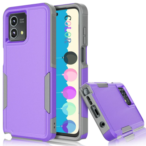 [CS] Dual Layers Heavy Duty Rubber Armor Hard Case Cover for Motorola Moto G Power 2024, Purple