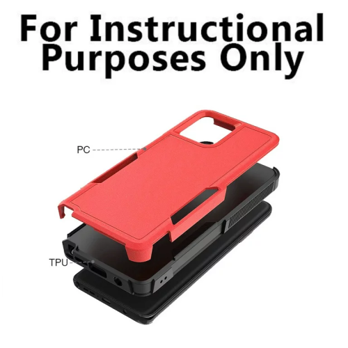 [CS] Dual Layers Heavy Duty Rubber Armor Hard Case Cover for Motorola Moto G Power 2024, Red