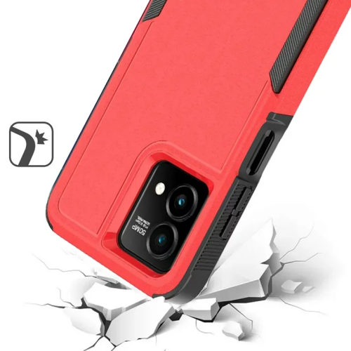 [CS] Dual Layers Heavy Duty Rubber Armor Hard Case Cover for Motorola Moto G Power 2024, Red