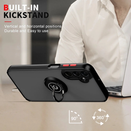 [CS] Étui blindé magnétique hybride caoutchouté avec anneau pour Samsung Galaxy A35 5G, noir