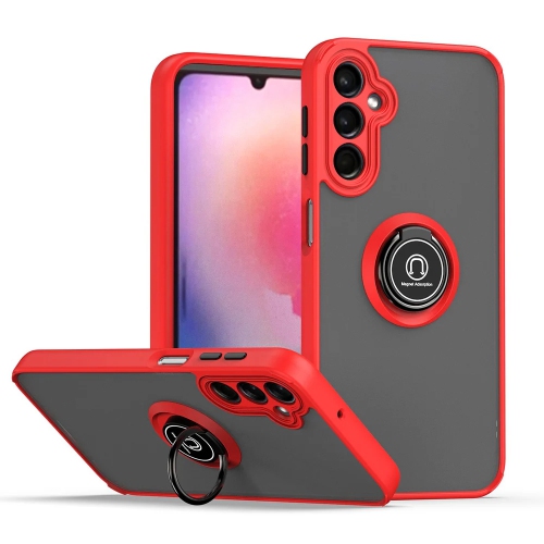 [CS] Rubberized Hybrid Magnetic Armor Case with Ring Holder for Samsung Galaxy A35 5G, Red