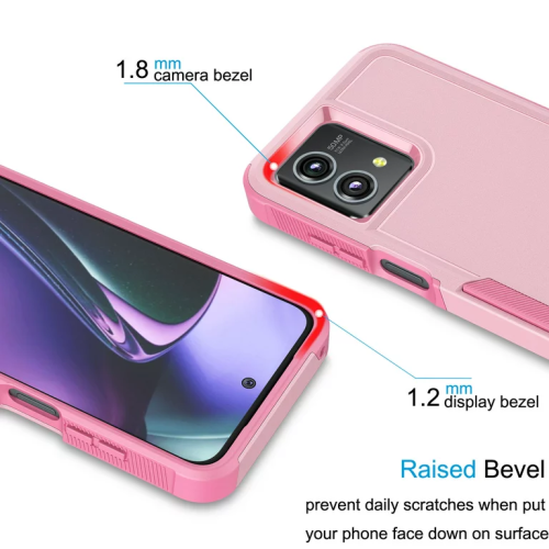 [CS] Étui rigide renforcé double couche Armor en caoutchouc pour Moto G 5G 2024 de Motorola, rose pâle