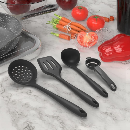 Silicone Cooking Utensils Set - 446°F Heat Resistant Kitchen,Turner Tongs, Spatula, Spoon,Brush, Whisk, Kitchen Ustensil Tools Set for Nonstick