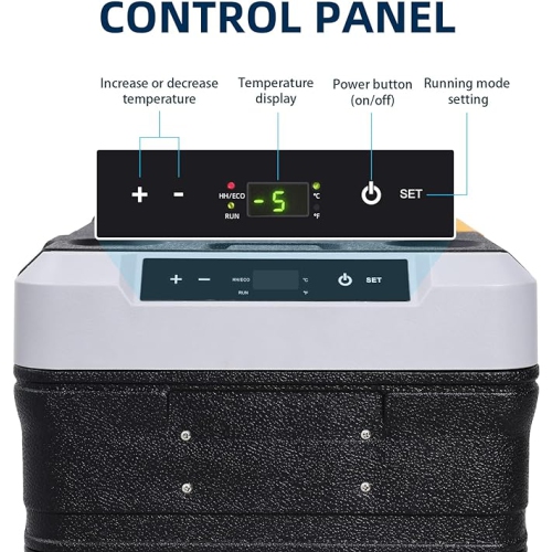 Angel Canada 37 Quart Portable Freezer with Wheels Compressor Refrigerator Temperature Control, 3 Battery Protection Modes 12V/24V DC Car Fridge