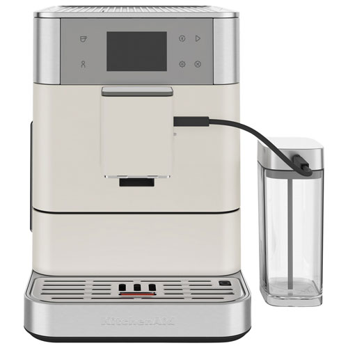 Machine à espresso automatique KES8557 de KitchenAid avec moulin à café et mousseur à lait automatique - Blanc porcelaine