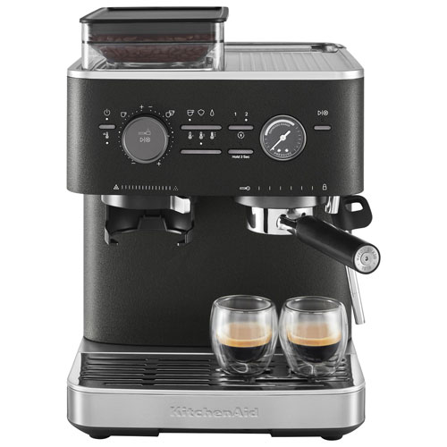 KitchenAid Semi-Automatic Espresso Machine with Coffee Grinder - Cast Iron Black