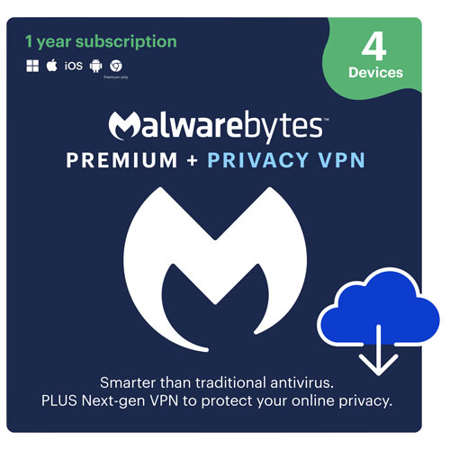 Malwarebytes Premium + Privacy VPN - 4 Devices - 1 Year