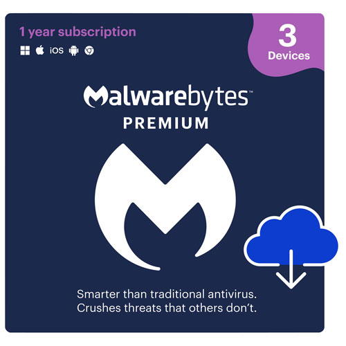 Malwarebytes Premium - 3 appareils - 1 an - Téléchargement numérique