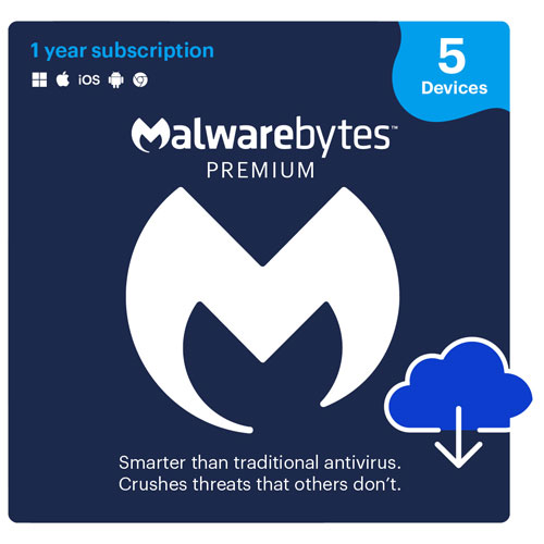 Malwarebytes Premium - 5 Devices - 1 Year - Digital Download