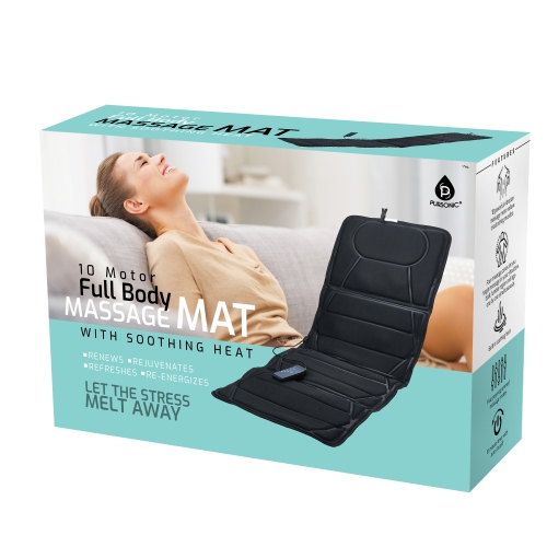 Pursonic Luxury Massage Mat: 10 Motors, Soothing Heat, Full Body Relief