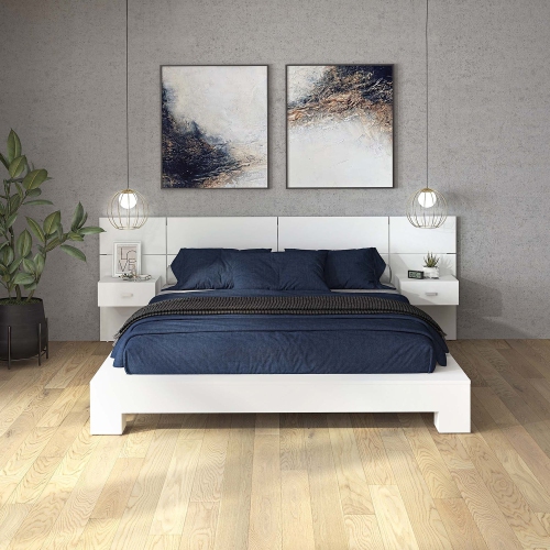 AUS-V - tête de lit laminée ZEN thermiquement fusible, grand lit, blanc