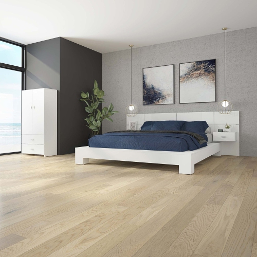 AUS-V - tête de lit laminée ZEN thermiquement fusible, grand lit, blanc