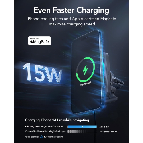 ESR 15W Car Charger with MagSafe + CryoBoost Frosted Silver
