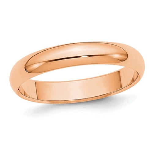 GEM AND HARMONY  Ladies 14K Rose Gold 4MM Polished Wedding Band Ring In Pink
