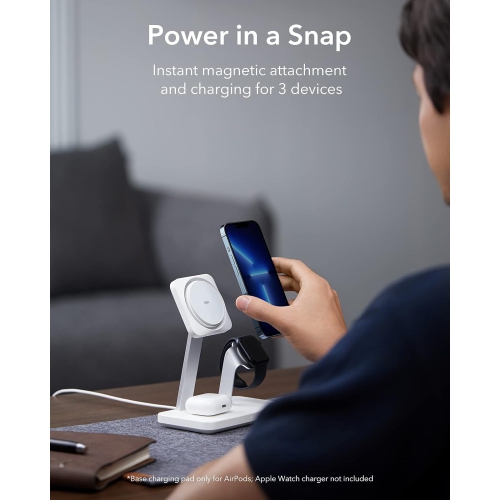 ESR CryoBoost 3-in-1 Wireless Charger with MagSafe, Phone-Cooling Fast Charging Compatible with iPhone 15/14/13/12, AirPods Pro/3/2, with Adapter,