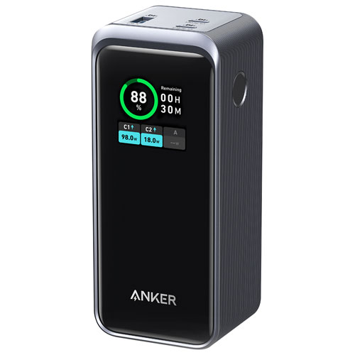 Anker Prime 20000 mAh 200W USB-A/USB-C Power Bank with Smart Display - Black