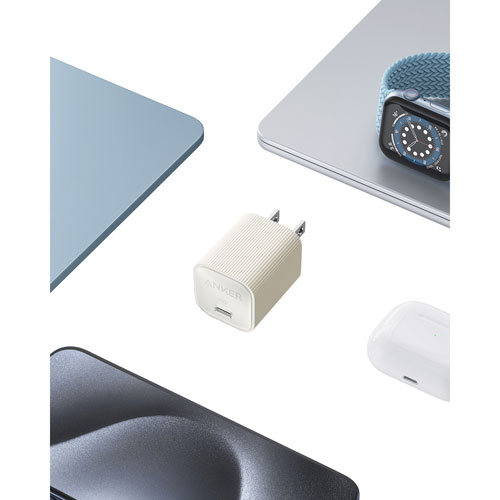 Chargeur mural USB-C de 30 W 511 Nano 4 d'Anker avec câble USB-C/USB-C - Blanc