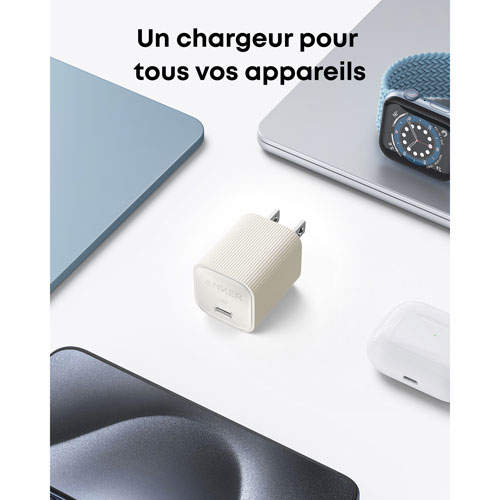 Anker 511 Nano 4 30W USB-C Wall Charger with USB-C/USB-C Cable - White