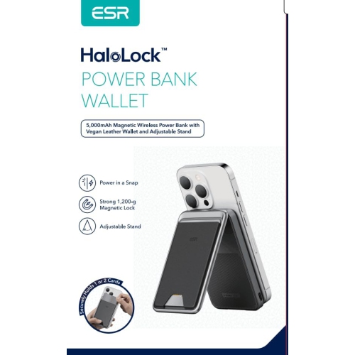 ESR HaloLock Power Bank Wallet for iPhone 15/14/13/12 Series 5,000mAh Black