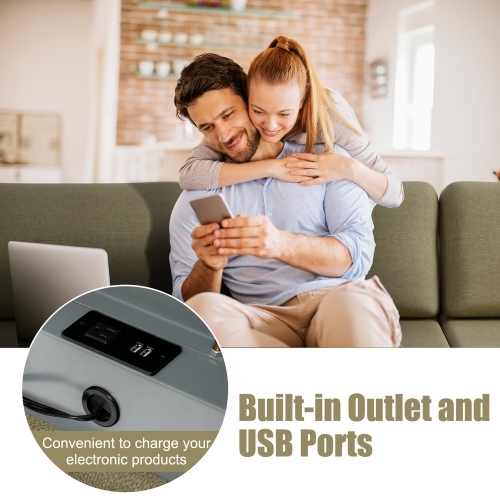 Sofa modulaire modulaire en L avec divan USB réversible et 2 ports USB verts de Costway