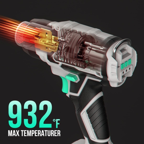 Pistolet thermique sans fil 20 V de Litheli, ensemble de pistolet à air chaud portatif, 3 températures maximum avec batterie 4 Ah et