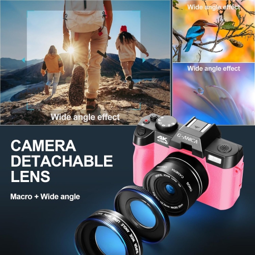 Digital Camera for Photography and Video,48MP 4K Vlogging Camera with 180° Flip Screen,16X Digital Zoom, Autofocus Compact Camera 32GB TF&2 Batteries