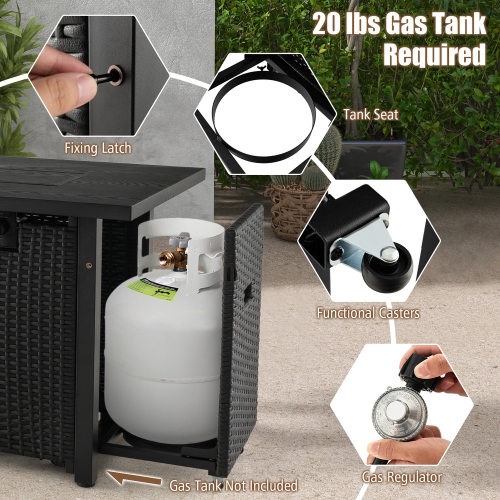 Gymax Propane Gas Fire Pit Table 52 Inch Propane Fire Pit w/ Wind Guard 50,000 BTU Heat Output Black