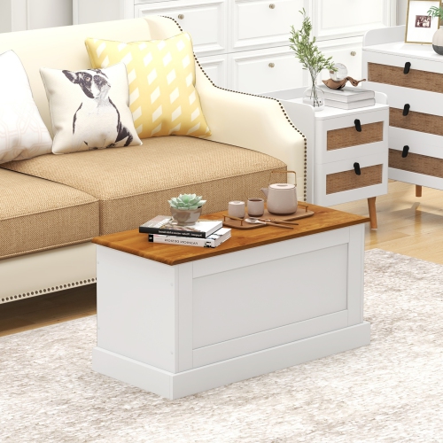 Gymax 35.5'' Storage Chest Lift Top Storage Box w/ Safety Hydraulic Strut & Metal Hinges