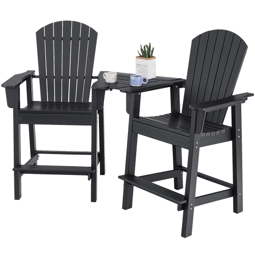 Gymax 2PCS HDPE Tall Adirondack Chair Barstools Connecting Tray Yard Footstool